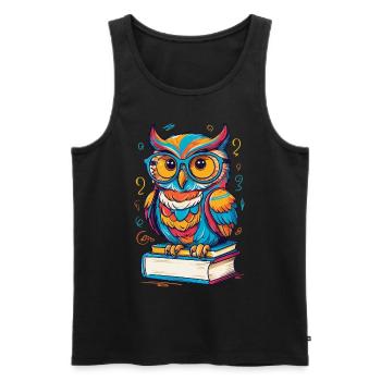 Bücher Eule Eulen Liebhaber Süße Buch Illustration - Männer Premium Bio Tank Top - Schwarz - Vorne - AI Model Male 178 light (178cm)