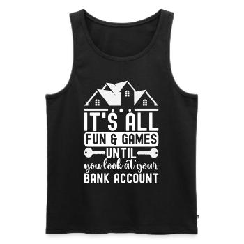 Hausbesitzer Einweihungsparty - Männer Premium Bio Tank Top - Schwarz - Vorne - Michal (187cm)