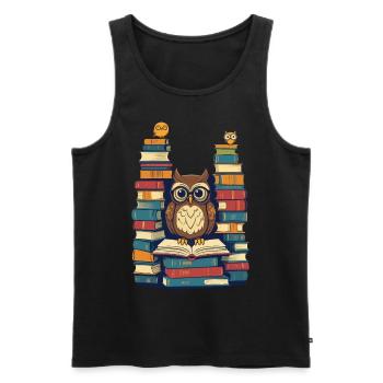 Bücher Eule Für Eulen Liebhaber Leseratte - Männer Premium Bio Tank Top - Schwarz - Vorne - AI Model Male 178 light (178cm)
