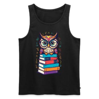 Livres Hibou Enthousiaste Rat de Bibliothèque Cuter - Débardeur bio Premium Homme - noir - Devant - Michal (187cm)