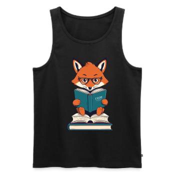 Niedlicher Buch Liebhaber Lustiger Bücherwurm - Männer Premium Bio Tank Top - Schwarz - Vorne - Michal (187cm)