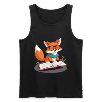 Niedlicher Buch Liebhaber Fuchs Mit Brille - Männer Premium Bio Tank Top - Schwarz - Vorne - AI Model Male 178 light (178cm)
