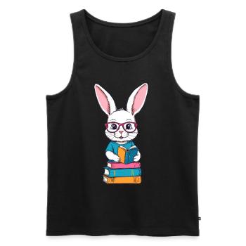 Lesender Hase Begeisterter Buchliebhaber Stil - Männer Premium Bio Tank Top - Schwarz - Vorne - Michal (187cm)