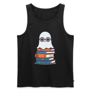 Book Lover Style Reading Halloween Ghost - Men's Premium Organic Tank Top - black - Front - AI Model Male 178 light (178cm)