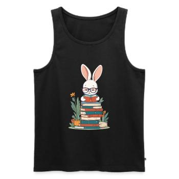 Lesender Hase Begeisterter Buchliebhaber Stil - Männer Premium Bio Tank Top - Schwarz - Vorne - Michal (187cm)