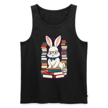 Lesender Hase Begeisterter Buchliebhaber - Männer Premium Bio Tank Top - Schwarz - Vorne - Michal (187cm)