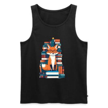 Niedlicher Buch Liebhaber Lustiger Bücherwurm - Männer Premium Bio Tank Top - Schwarz - Vorne - Michal (187cm)