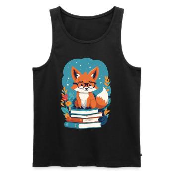Niedlicher Buch Liebhaber Lustiger Bücherwurm - Männer Premium Bio Tank Top - Schwarz - Vorne - Michal (187cm)