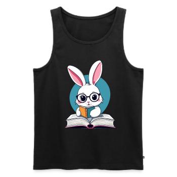 Lapin de lecture rat de bibliothèque parfait lapin - Débardeur bio Premium Homme - noir - Devant - AI Model Male 178 light (178cm)