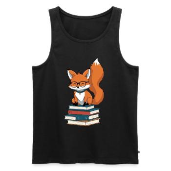 Niedlicher Buch Liebhaber Lustiger Bücher Fuchs - Männer Premium Bio Tank Top - Schwarz - Vorne - Michal (187cm)