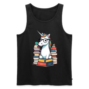 Unicorn Fantasy Stories Cute Bookworm - Men's Premium Organic Tank Top - black - Front - Michal (187cm)