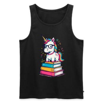 Cute Unicorn Bookworm Magical Unicorns - Men's Premium Organic Tank Top - black - Front - AI Model Male 178 light (178cm)