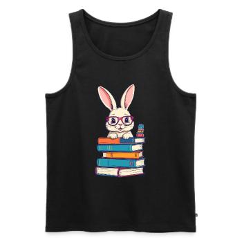 Lapin de lecture passionné de livres parfait - Débardeur bio Premium Homme - noir - Devant - Michal (187cm)