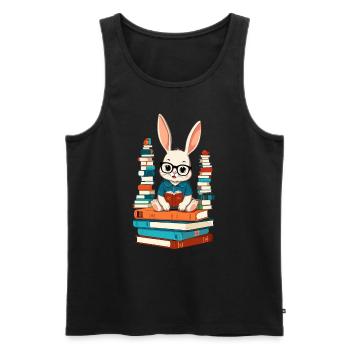 Lesender Hase Begeisterter Buchliebhaber - Männer Premium Bio Tank Top - Schwarz - Vorne - Michal (187cm)
