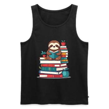 Drôle d’amoureux des livres paresseux Lecture paresseux - Débardeur bio Premium Homme - noir - Devant - Michal (187cm)