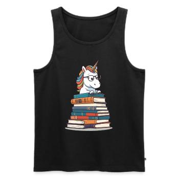 Mignon rat de bibliothèque licorne lecture imaginative - Débardeur bio Premium Homme - noir - Devant - Michal (187cm)