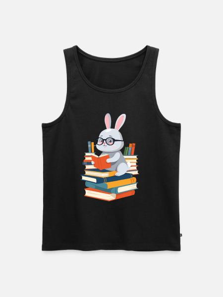Reading bunny Enthusiastic book lover - Men's Premium Organic Tank Top - black