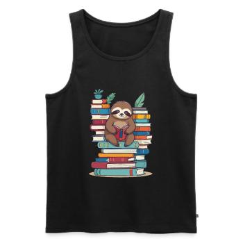 Süße Leseratte Lustiges Buchliebhaber Faultier - Männer Premium Bio Tank Top - Schwarz - Vorne - AI Model Male 178 light (178cm)