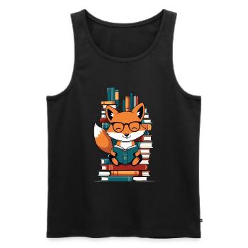 Niedlicher Buch Liebhaber Lustiges Bücher Design - Männer Premium Bio Tank Top - Schwarz - Vorne - Michal (187cm)