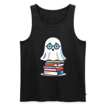 Reading Halloween Ghost Cute Bookworm - Men's Premium Organic Tank Top - black - Front - Michal (187cm)