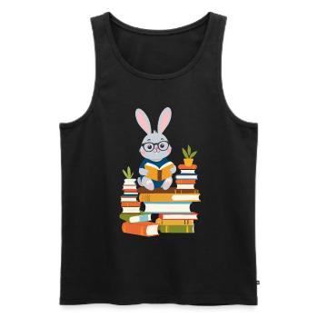 Lesender Hase Begeisterter Buchliebhaber - Männer Premium Bio Tank Top - Schwarz - Vorne - Michal (187cm)