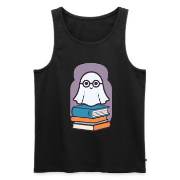 Buchliebhaber Stil Halloween Gespenst Bücherwurm - Männer Premium Bio Tank Top - Schwarz - Vorne - Michal (187cm)