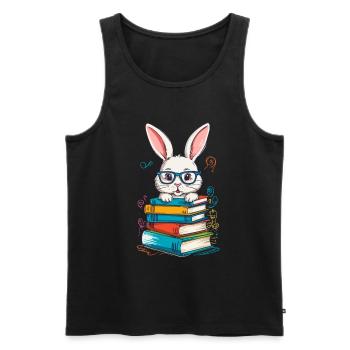 Reading Bunny Funny Books Reading Design - Men's Premium Organic Tank Top - black - Front - AI Model Male 178 light (178cm)