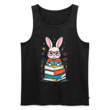 Lesender Hase Begeisterter Buchliebhaber Stil - Männer Premium Bio Tank Top - Schwarz - Vorne - Michal (187cm)