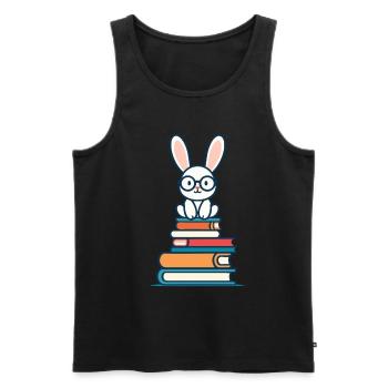 Lesender Hase Begeisterter Buchliebhaber Bunny - Männer Premium Bio Tank Top - Schwarz - Vorne - Michal (187cm)