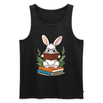 Lesender Hase Begeisterter Bücherwurm Stil Bunny - Männer Premium Bio Tank Top - Schwarz - Vorne - Michal (187cm)