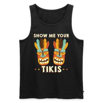 Hawaii island tiki t-shirt - Men's Premium Organic Tank Top - black - Front - AI Model Male 178 light (178cm)