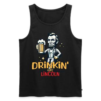 Drinkin comme Lincoln Retro Vintage Design 4. - Débardeur bio Premium Homme - noir - Devant - AI Model Male 178 light (178cm)
