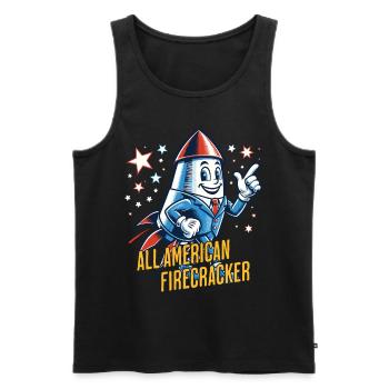All American Firecracker Retro Vintage Design - Männer Premium Bio Tank Top - Schwarz - Vorne - AI Model Male 178 light (178cm)