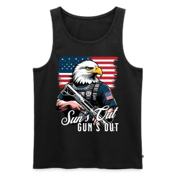 The sun is out, the gun is out July 4 - Men's Premium Organic Tank Top - black - Front - AI Model Male 178 light (178cm)