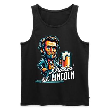 Boire comme Lincoln Design vintage rétro - Débardeur bio Premium Homme - noir - Devant - AI Model Male 178 light (178cm)