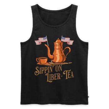 Sippin' On Liber-tea Independence Day Fun - Männer Premium Bio Tank Top - Schwarz - Vorne - Michal (187cm)