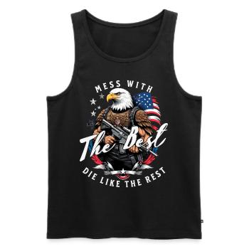 Mess With Best Funny Freedom Design July 4 - Men's Premium Organic Tank Top - black - Front - AI Model Male 178 light (178cm)