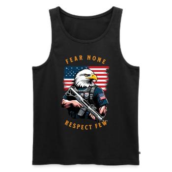 Fear no one, respect few. 4 July - Men's Premium Organic Tank Top - black - Front - AI Model Male 178 light (178cm)