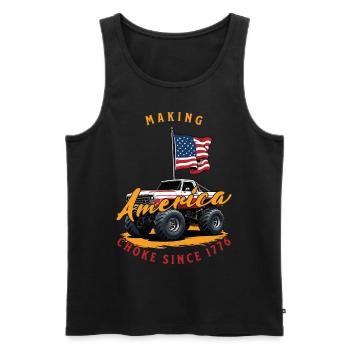 Amerika Ersticken Seit 1776: Amerikanische Flagge - Männer Premium Bio Tank Top - Schwarz - Vorne - Michal (187cm)