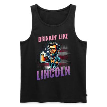 Drinkin Like Lincoln Design rétro vintage - Débardeur bio Premium Homme - noir - Devant - AI Model Male 178 light (178cm)