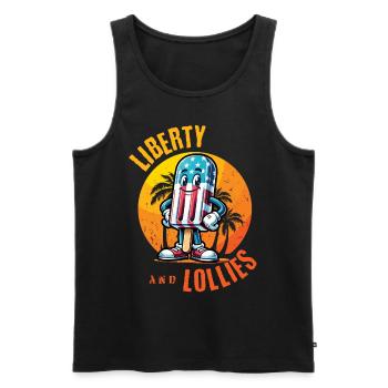 Liberty Et Suces Design Vintage Rétro - Débardeur bio Premium Homme - noir - Devant - Michal (187cm)