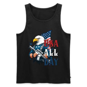 Usa All Day Funny Freedom Design 4th of July - Men's Premium Organic Tank Top - black - Front - AI Model Male 178 light (178cm)