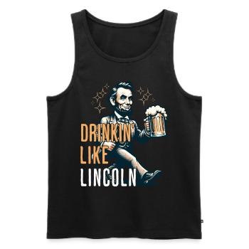 Boire comme Lincoln Design vintage rétro - Débardeur bio Premium Homme - noir - Devant - AI Model Male 178 light (178cm)