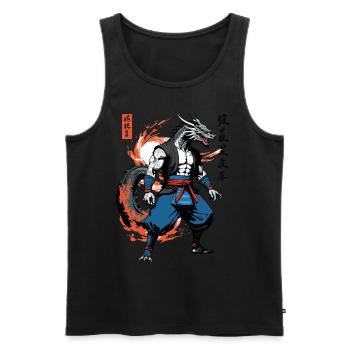 Dragon Samurai Vintage Ukiyo-e Style Artwork - Men's Premium Organic Tank Top - black - Front - Michal (187cm)