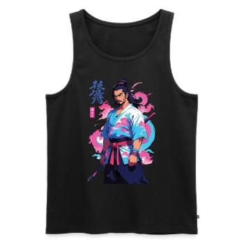 Aesthetic Vaporwave Stil Samurai und Anime Kunst - Männer Premium Bio Tank Top - Schwarz - Vorne - Michal (187cm)