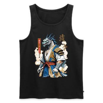 Dragon Samurai Vintage Ukiyo-e Style - Men's Premium Organic Tank Top - black - Front - Michal (187cm)