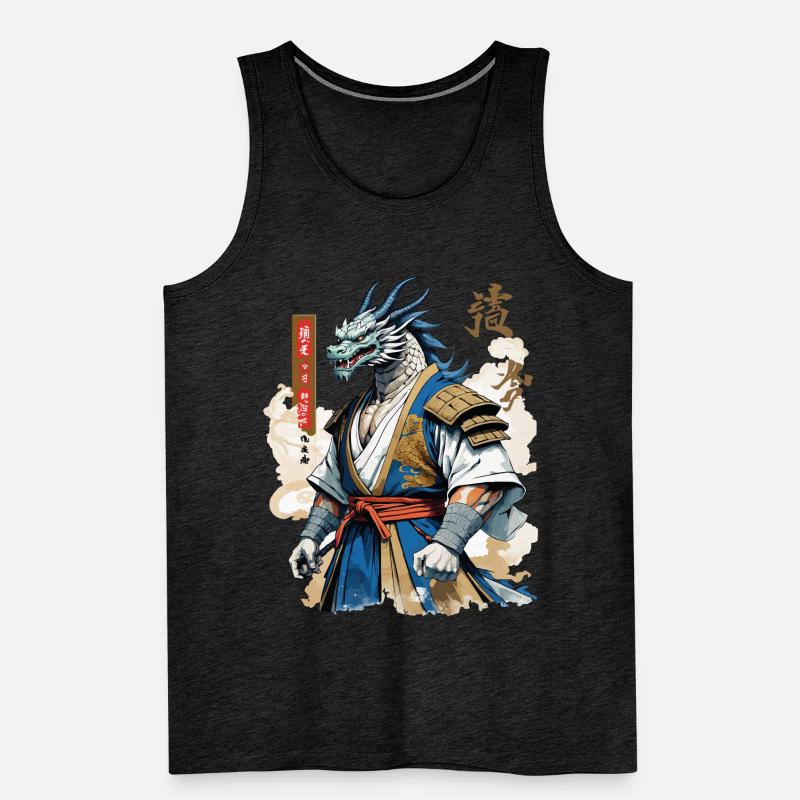 Drachen Samurai Vintage Ukiyo-e Stil Männer Premium Bio Tank Top