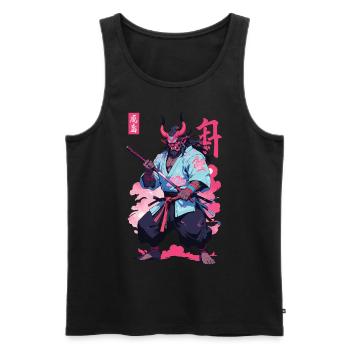 Samouraï Oni Yokai Esthétique Style Vaporwave - Débardeur bio Premium Homme - noir - Devant - Michal (187cm)