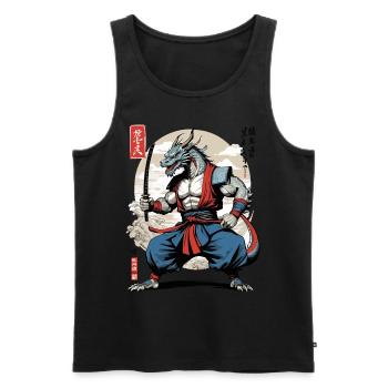 Dragon Samouraï Vintage Ukiyo-e Style - Débardeur bio Premium Homme - noir - Devant - Michal (187cm)