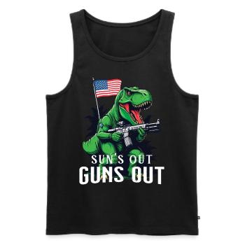 Suns Out Guns Out Funny United States Dinosaur 4th July - Men's Premium Organic Tank Top - black - Front - AI Model Male 178 light (178cm)